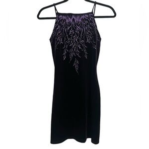Rare 90’s/Y2K Deep Purple Velvet Flames Pullover Dress (Size S)